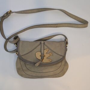 Marc by Marc Jacobs Gray Leather Bird Crossbody Bag Petal To The Metal